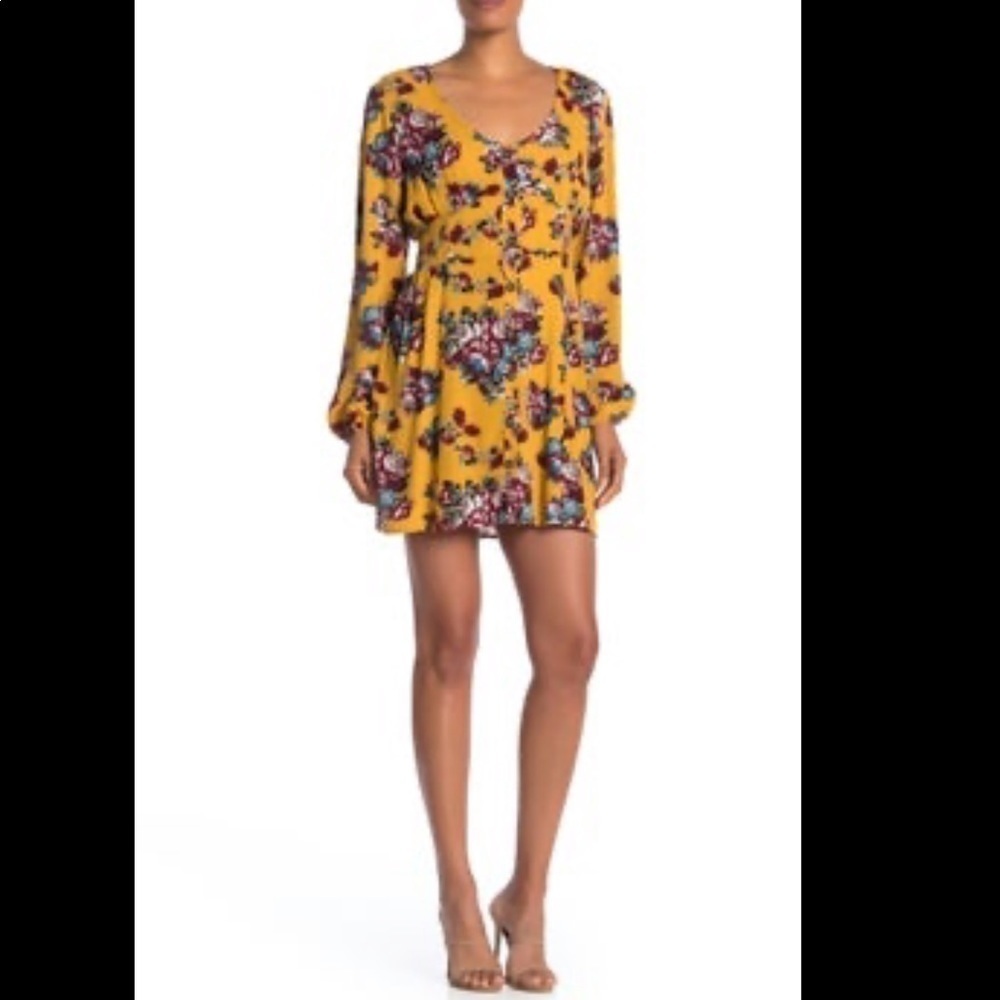 LUNA CHIX mini cute sun yellow floral dress XS